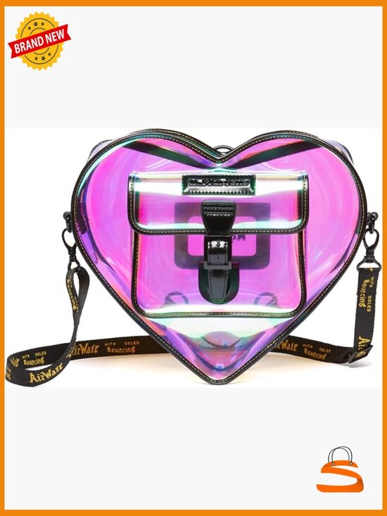 Iridescent PU Heart Backpack Crossbody with Adjustable Straps main image 7